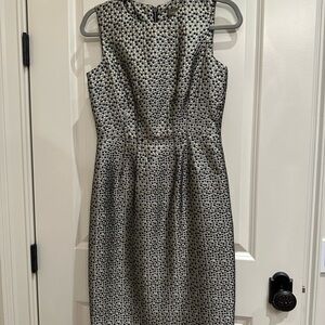 Festive Holiday Dress! Taylor Black and Gold Metallic Polka Dot Sheath Dress